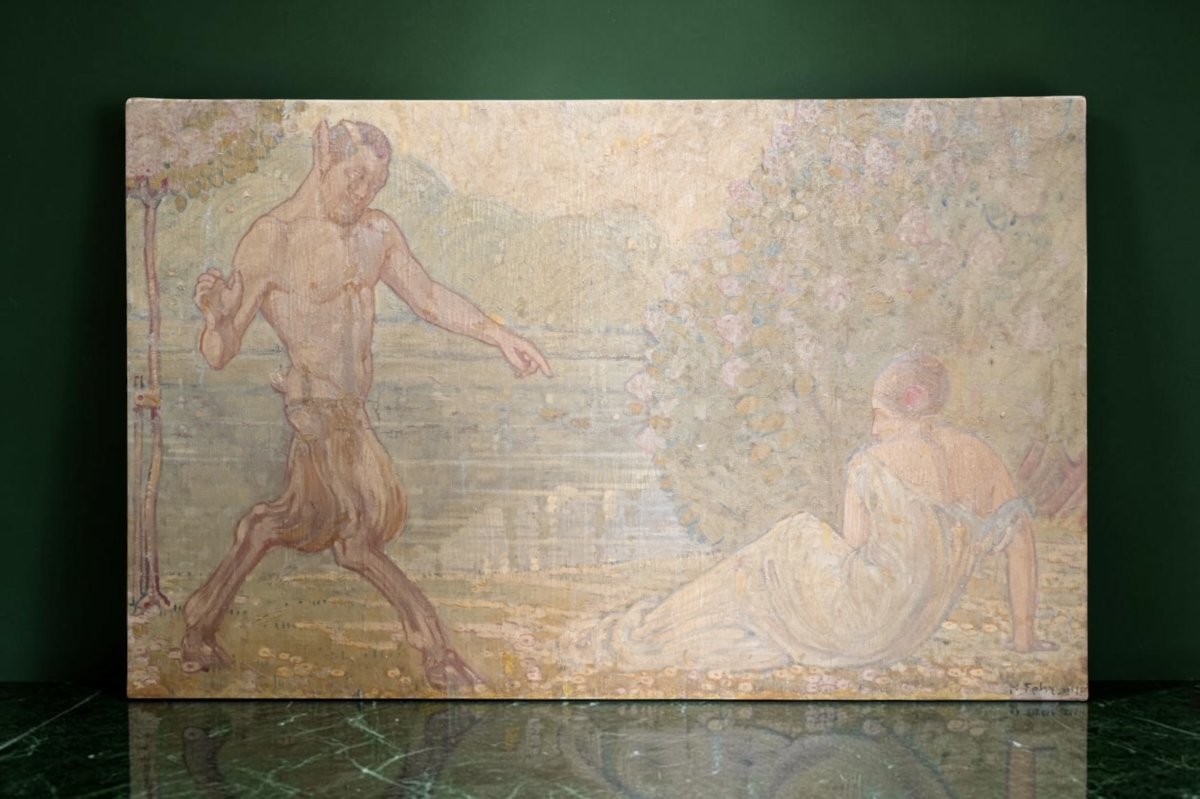 Henri Fehr - Bathers And Fauns - Switzerland, Early 20th Century-photo-2